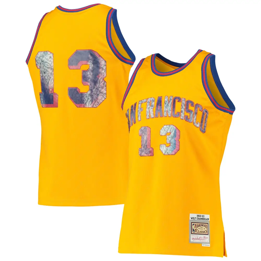 Men's San Francisco Warriors Wilt Chamberlain Gold 1962/63 Hardwood Classics NBA 75th Anniversary Diamond Swingman Jersey