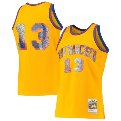 Men's San Francisco Warriors Wilt Chamberlain Gold 1962/63 Hardwood Classics NBA 75th Anniversary Diamond Swingman Jersey 01