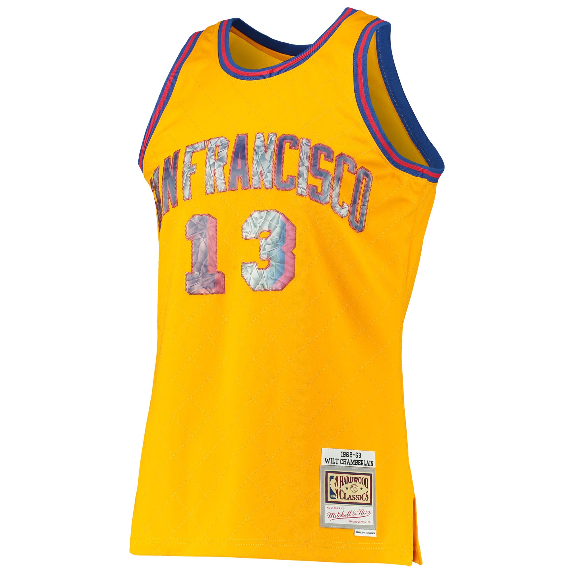 Men's San Francisco Warriors Wilt Chamberlain Gold 1962/63 Hardwood Classics NBA 75th Anniversary Diamond Swingman Jersey