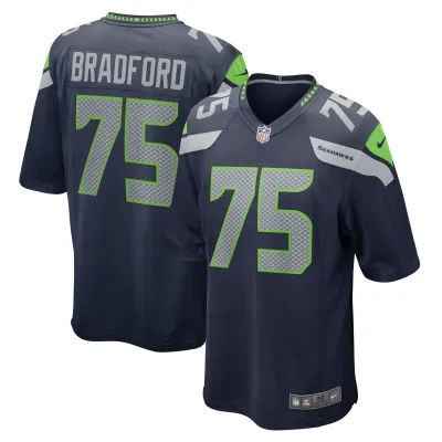 Men's Seattle Seahawks Anthony Bradford College Navy Team Game Jersey 01