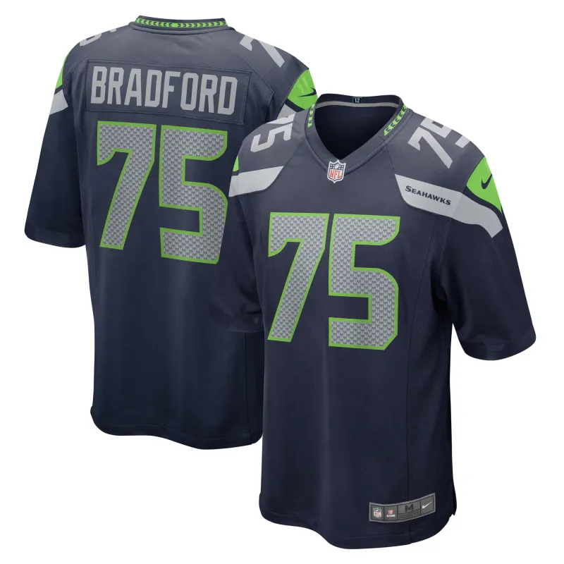 Men's Seattle Seahawks Anthony Bradford College Navy Team Game Jersey