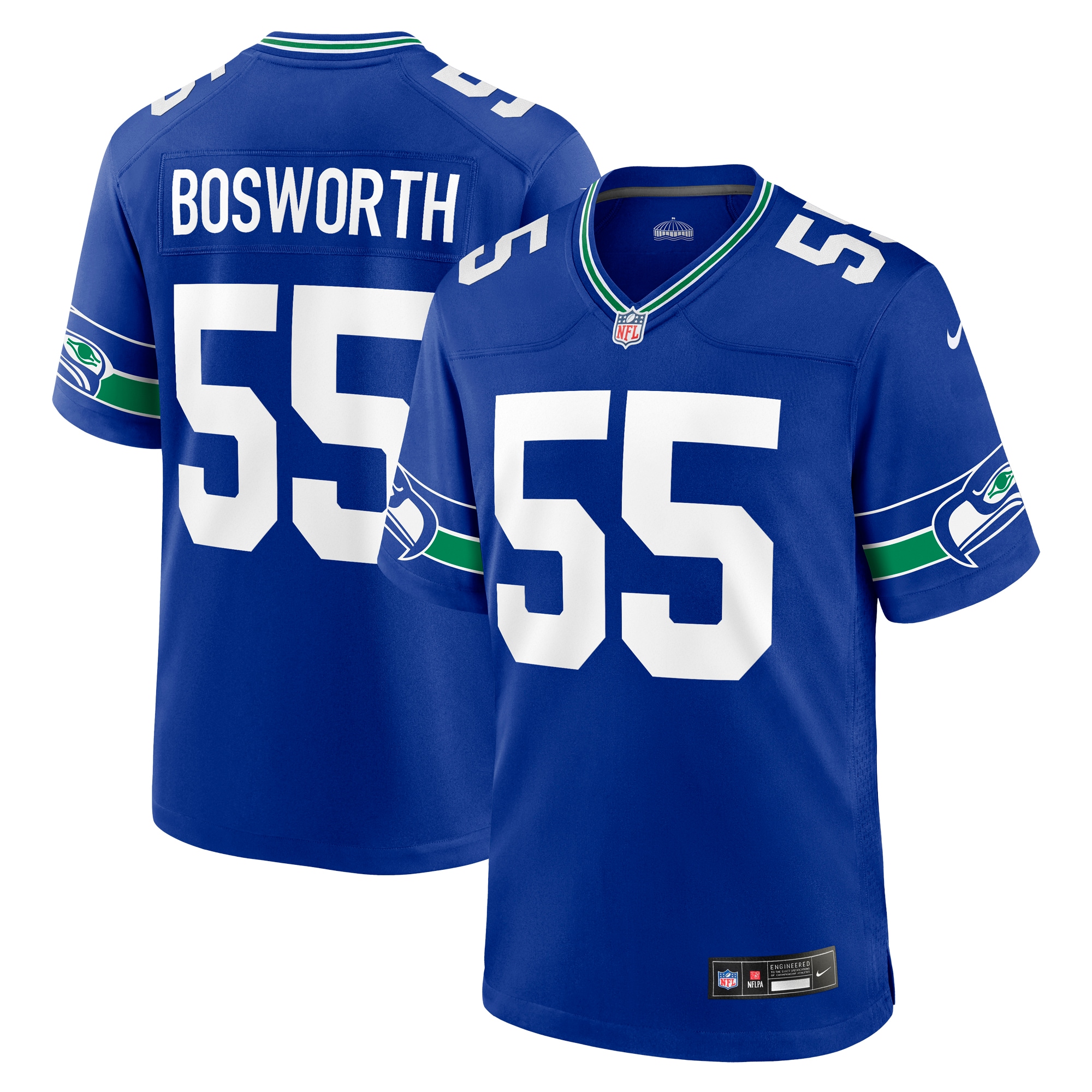 Men's Seattle Seahawks Brian Bosworth Royal Throwback Retired Player Game Jersey