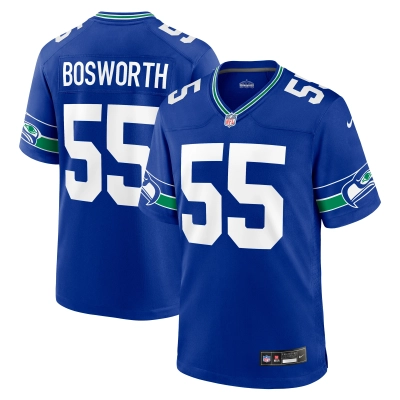 Men's Seattle Seahawks Brian Bosworth Royal Throwback Retired Player Game Jersey 01