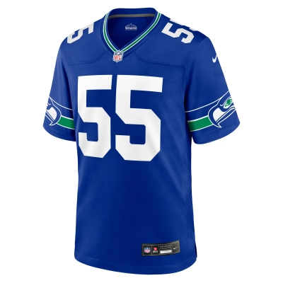 Men's Seattle Seahawks Brian Bosworth Royal Throwback Retired Player Game Jersey 02
