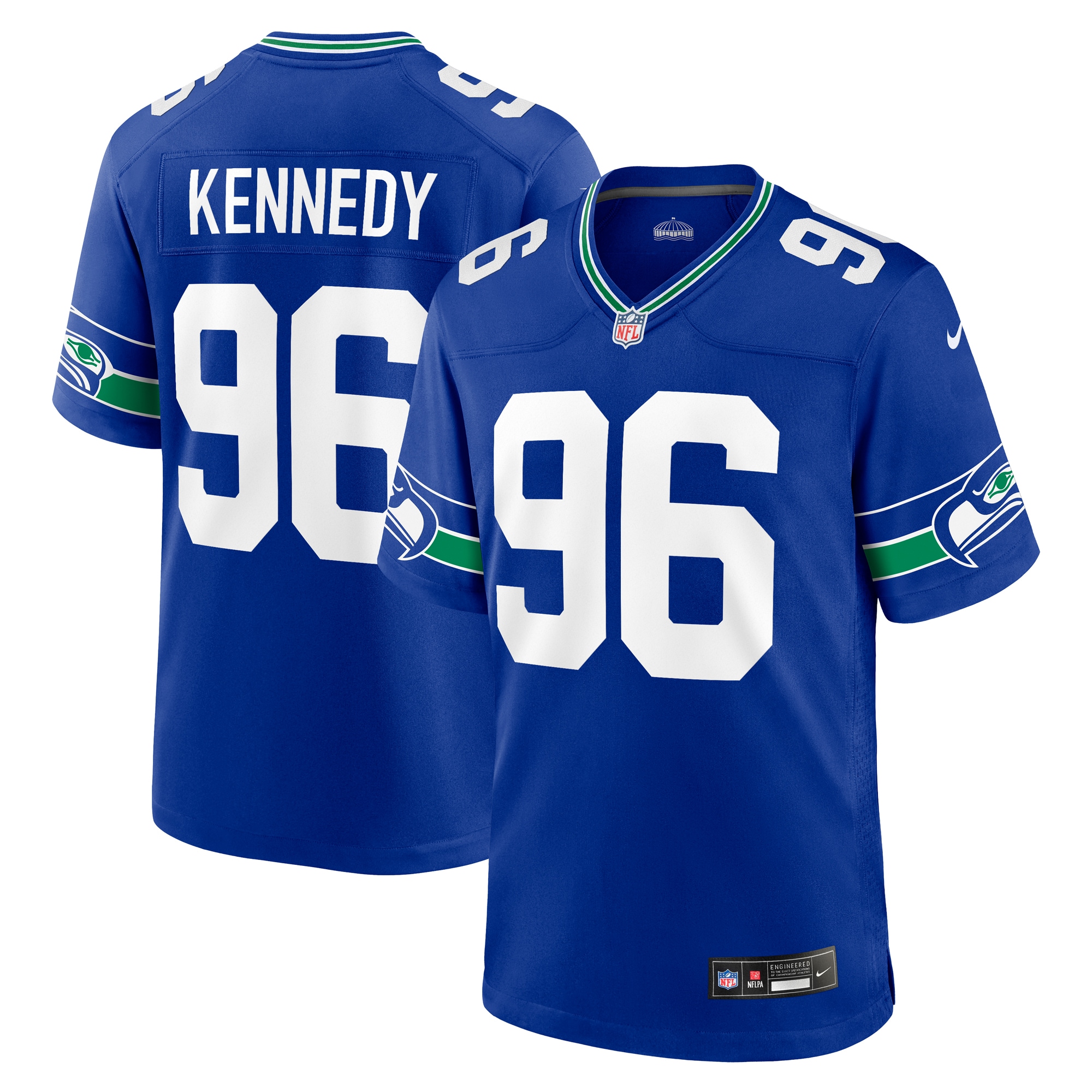 Men's Seattle Seahawks Cortez Kennedy Royal Throwback Retired Player Game Jersey