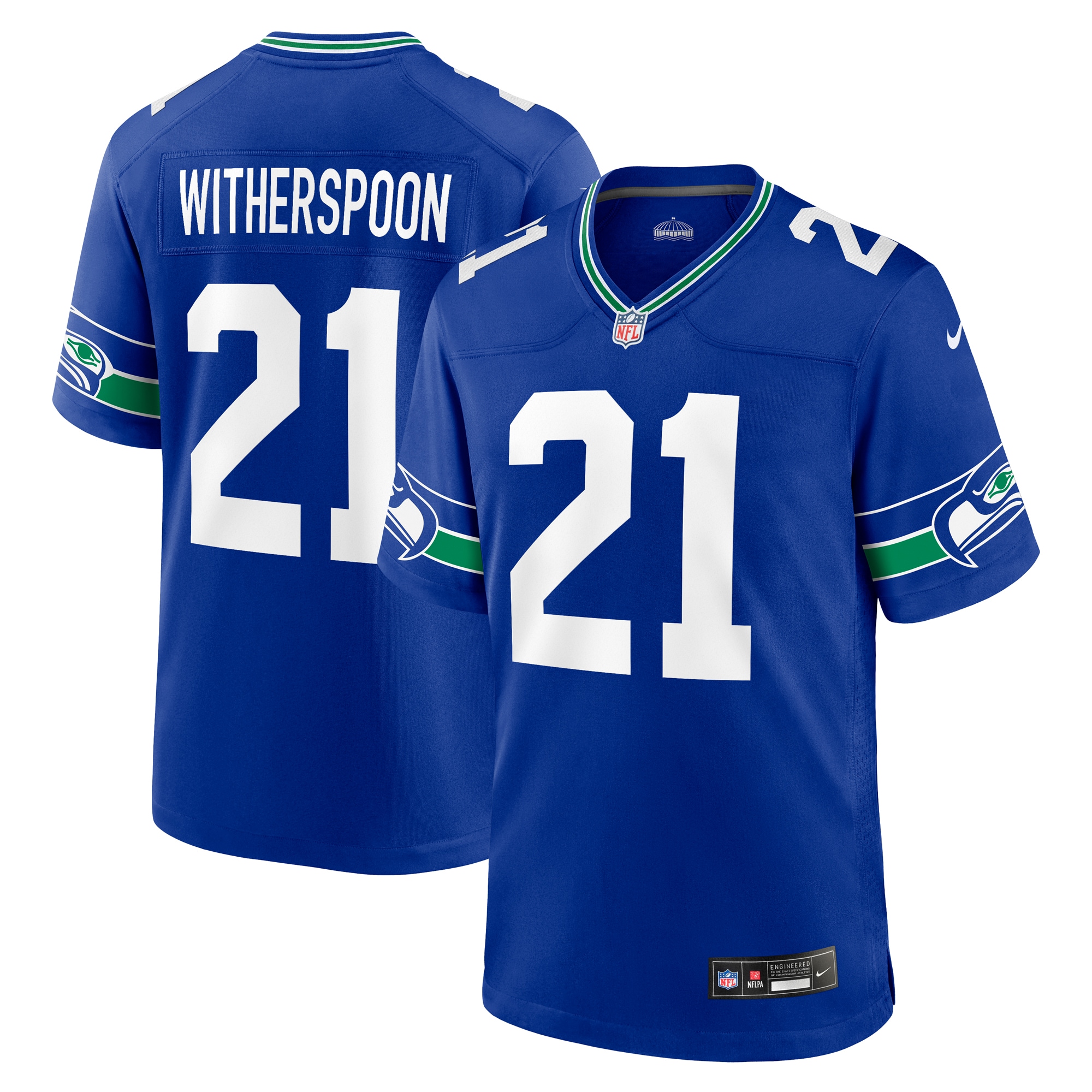 Men's Seattle Seahawks Devon Witherspoon Royal Throwback Player Game Jersey