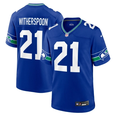 Men's Seattle Seahawks Devon Witherspoon Royal Throwback Player Game Jersey 01