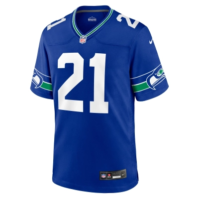 Men's Seattle Seahawks Devon Witherspoon Royal Throwback Player Game Jersey 02