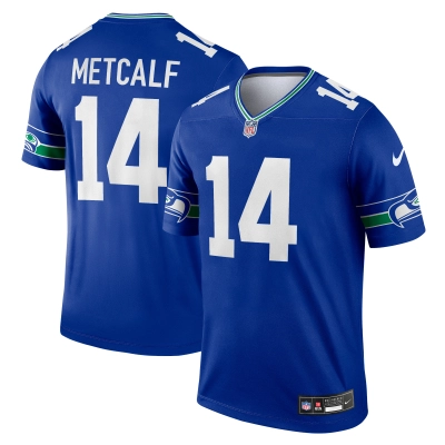 Men's Seattle Seahawks DK Metcalf Royal Throwback Legend Player Jersey 01