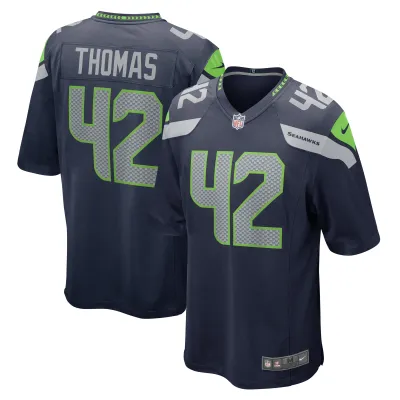 Men's Seattle Seahawks Drake Thomas College Navy Team Game Jersey 01