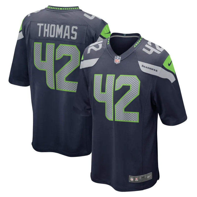 Men's Seattle Seahawks Drake Thomas College Navy Team Game Jersey