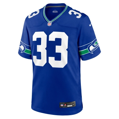 Men's Seattle Seahawks Jamal Adams Royal Throwback Player Game Jersey 02
