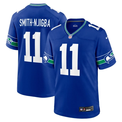 Men's Seattle Seahawks Jaxon Smith-Njigba Royal Throwback Player Game Jersey 01
