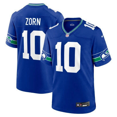 Men's Seattle Seahawks Jim Zorn Royal Throwback Retired Player Game Jersey 01