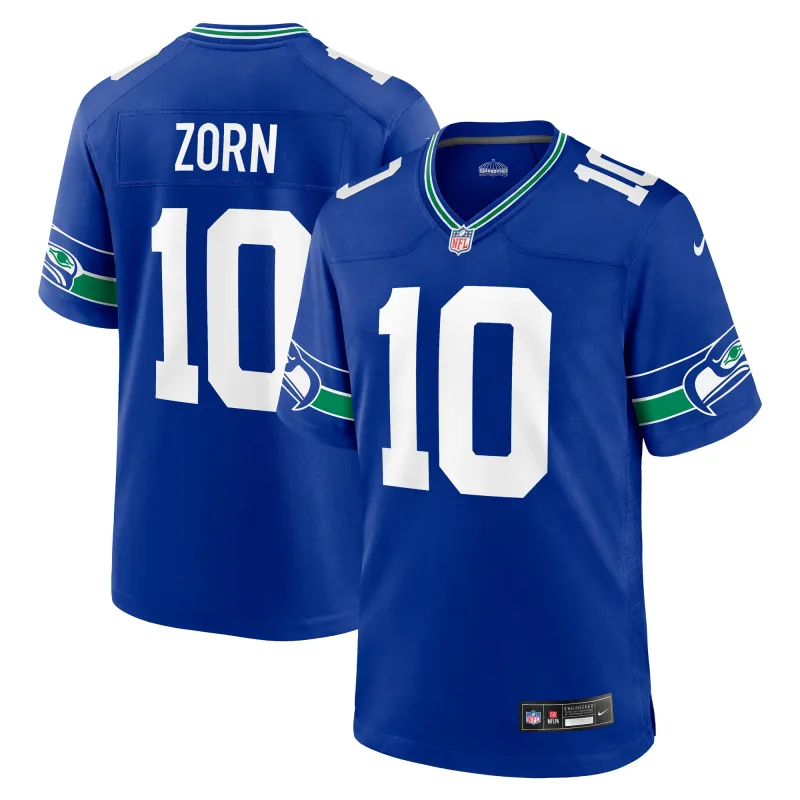 Men's Seattle Seahawks Jim Zorn Royal Throwback Retired Player Game Jersey