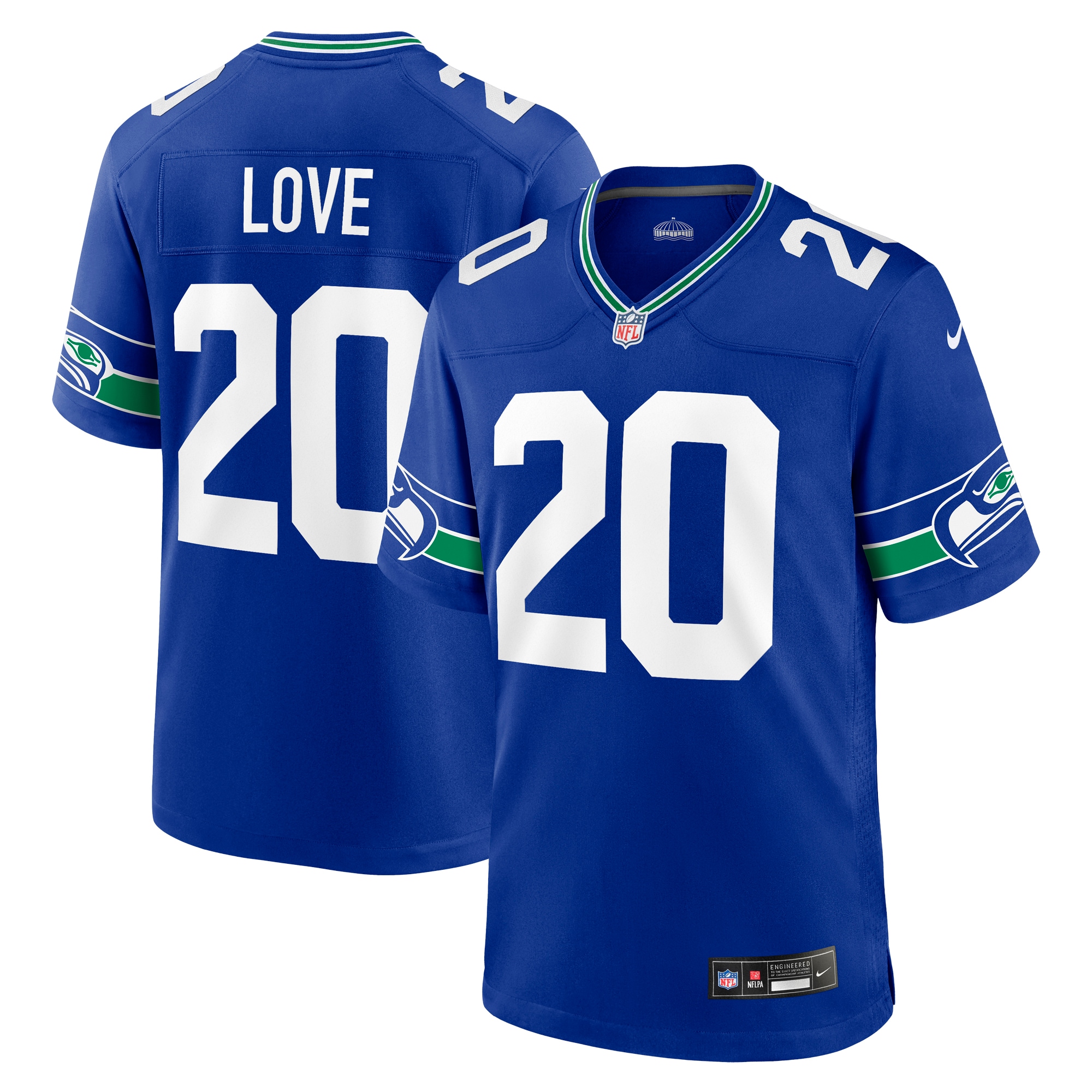 Men's Seattle Seahawks Julian Love Royal Throwback Player Game Jersey