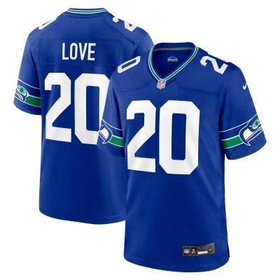 Men's Seattle Seahawks Julian Love Royal Throwback Player Game Jersey 01