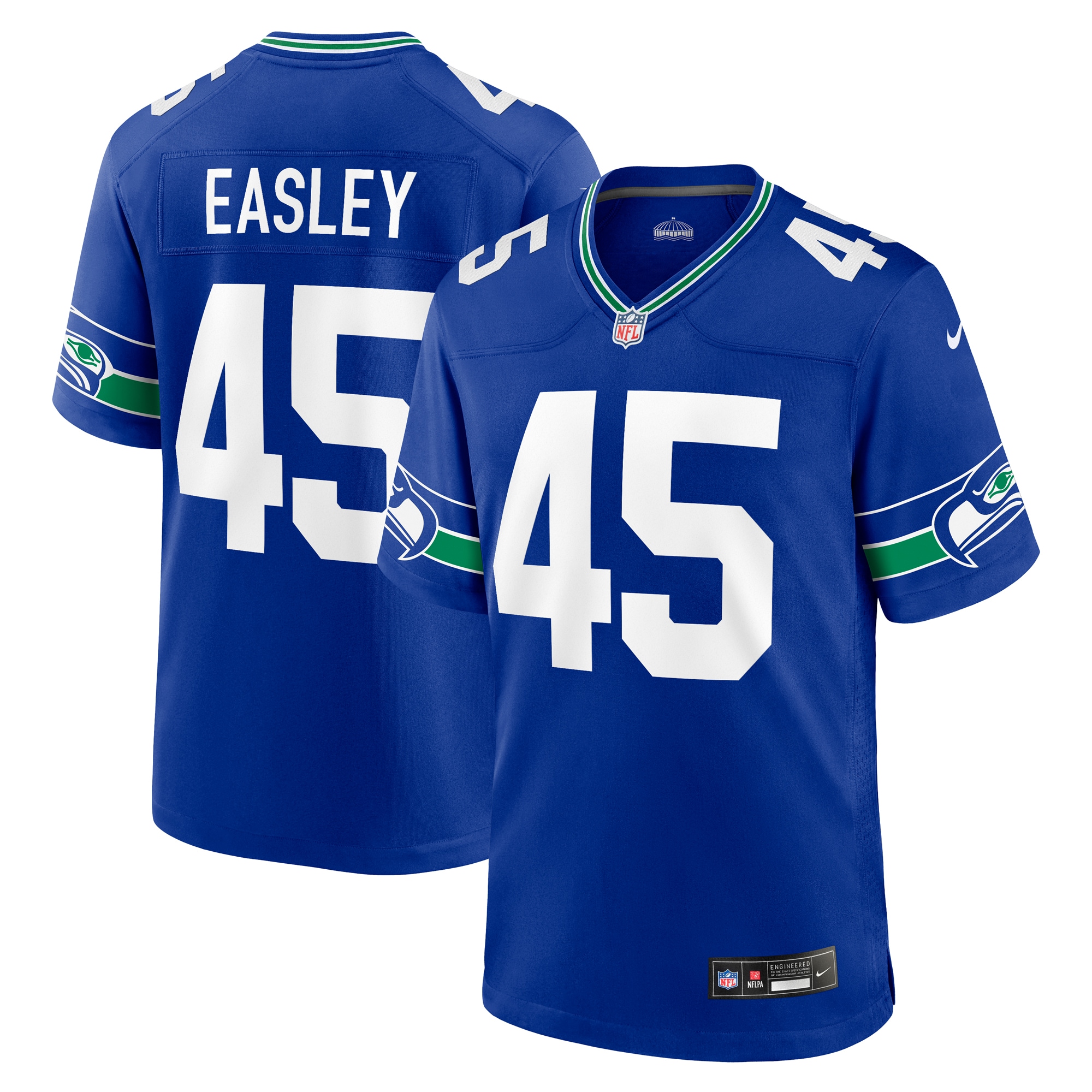 Men's Seattle Seahawks Kenny Easley Royal Throwback Retired Player Game Jersey