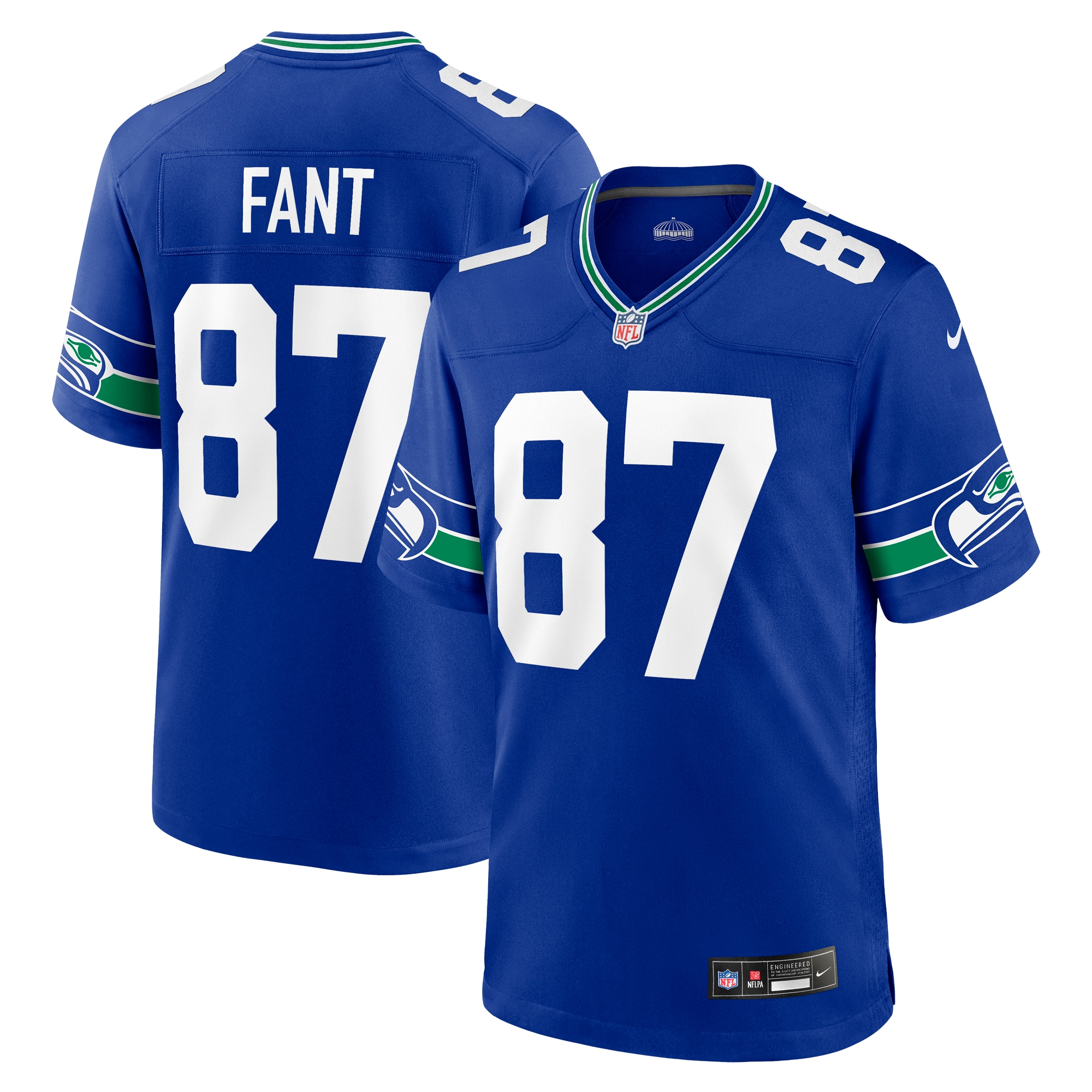 Men's Seattle Seahawks Noah Fant Royal Throwback Player Game Jersey