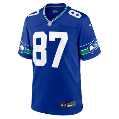 Men's Seattle Seahawks Noah Fant Royal Throwback Player Game Jersey 02