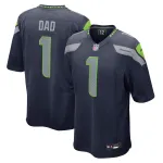 Men's Seattle Seahawks Number 1 Dad College Navy Game Jersey