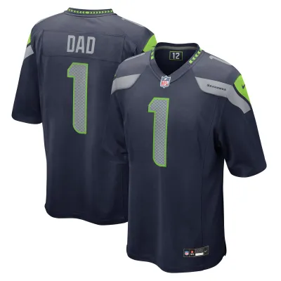 Men's Seattle Seahawks Number 1 Dad College Navy Game Jersey 01