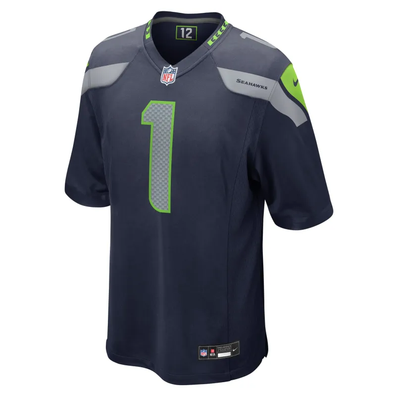 Men's Seattle Seahawks Number 1 Dad College Navy Game Jersey