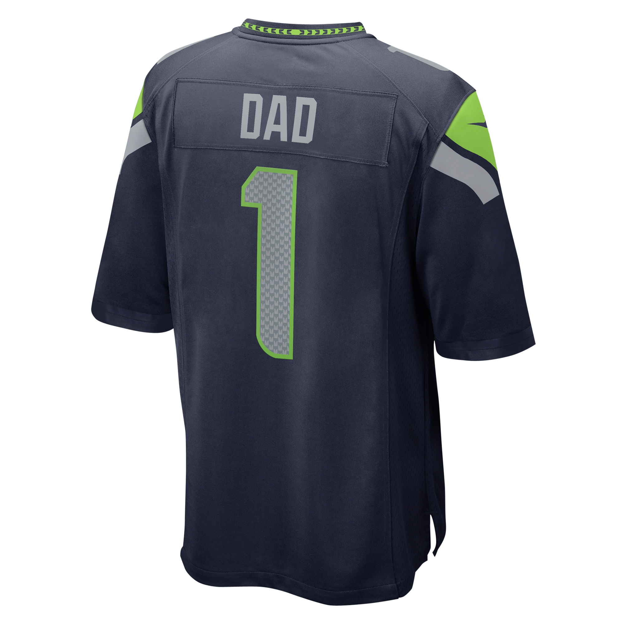 Men's Seattle Seahawks Number 1 Dad College Navy Game Jersey