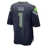 Men's Seattle Seahawks Number 1 Dad College Navy Game Jersey