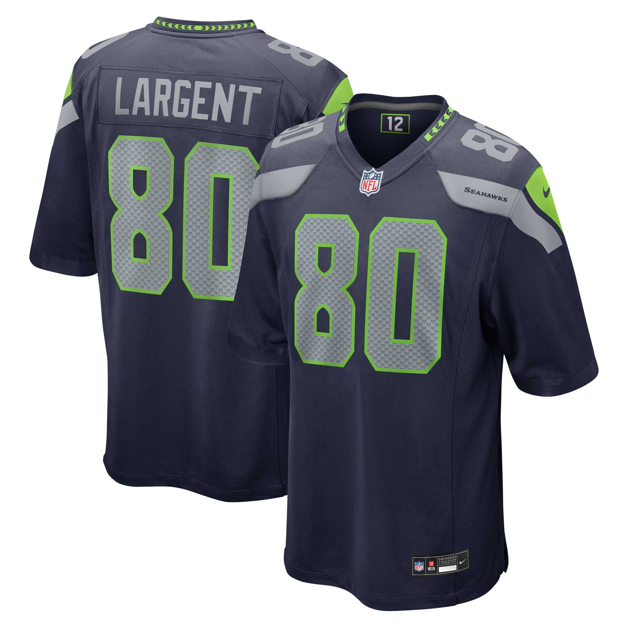 Men's Seattle Seahawks Steve Largent College Navy Retired Player Game Jersey