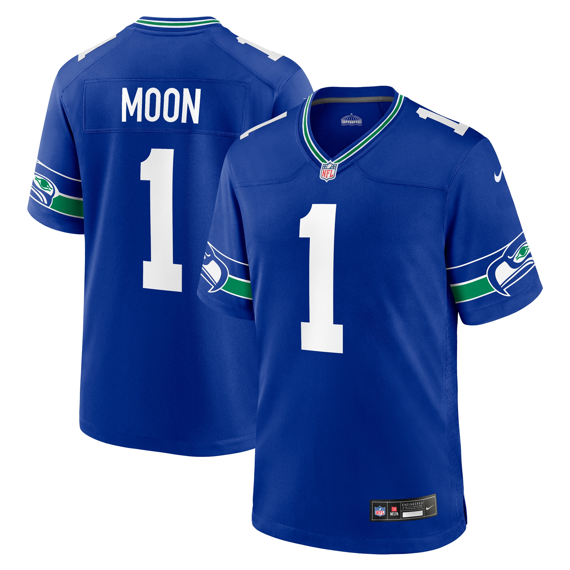 Men's Seattle Seahawks Warren Moon Royal Throwback Retired Player Game Jersey