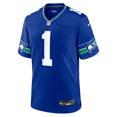Men's Seattle Seahawks Warren Moon Royal Throwback Retired Player Game Jersey 02