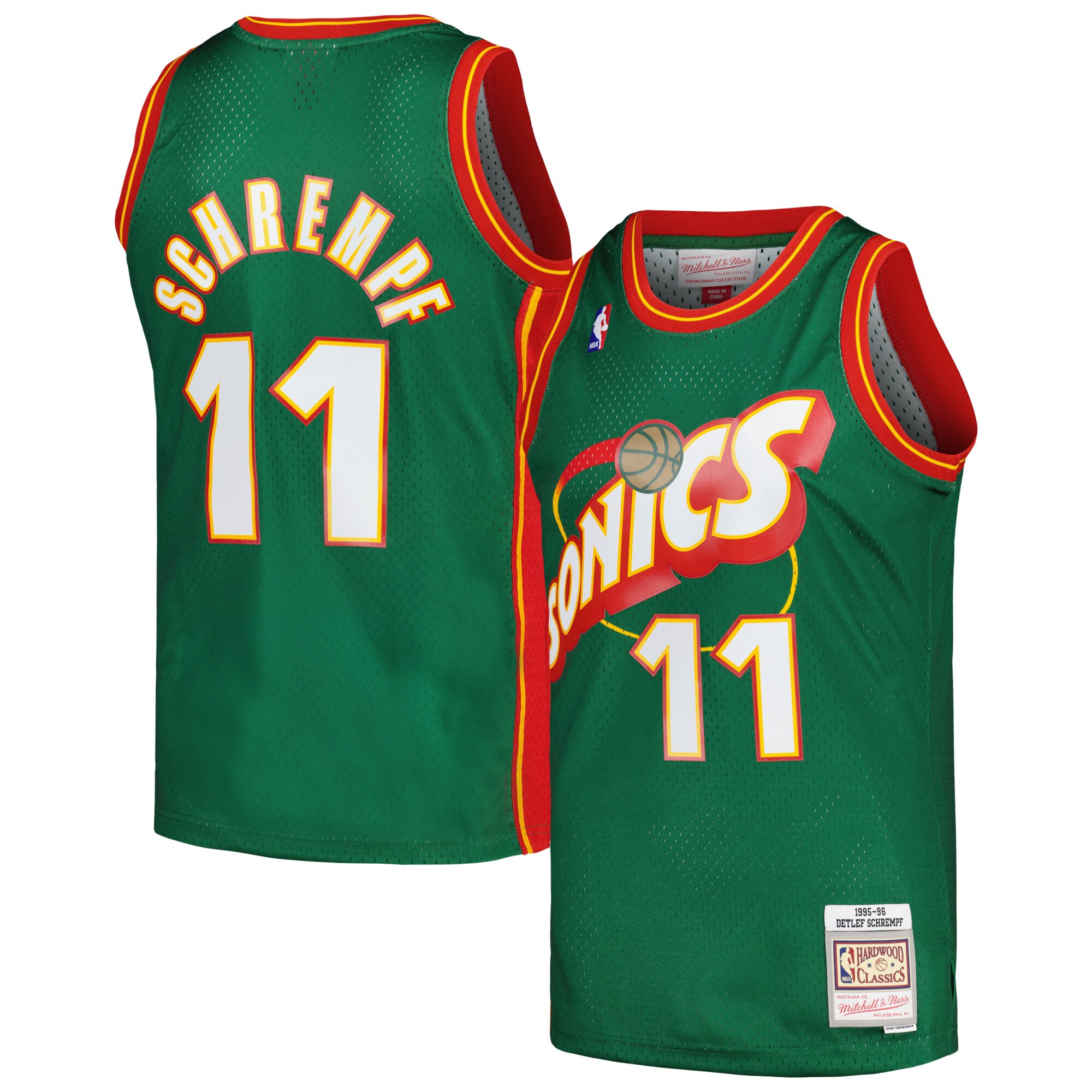 Men's Seattle SuperSonics Detlef Schrempf Green 1995/96 Hardwood Classics Swingman Jersey