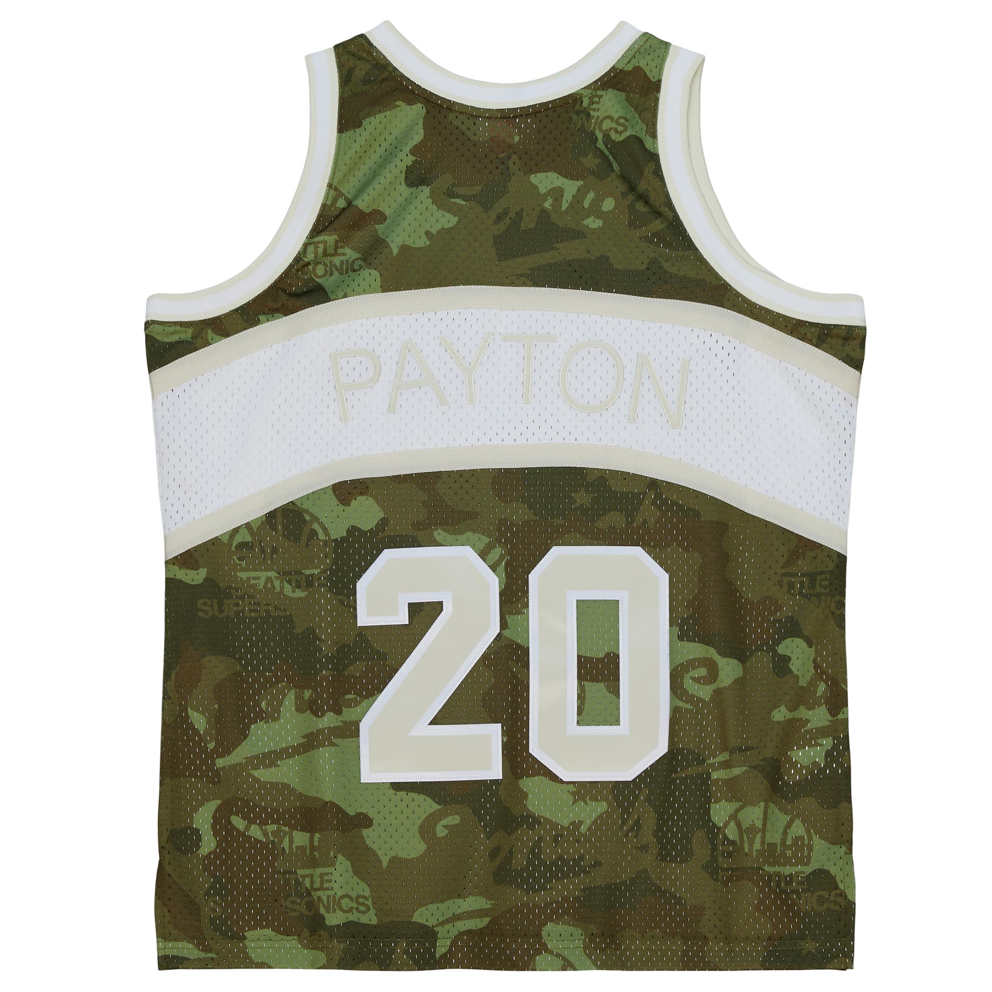Men's Seattle SuperSonics Gary Payton Camo Hardwood Classics 1984/85 Ghost Green Swingman Jersey