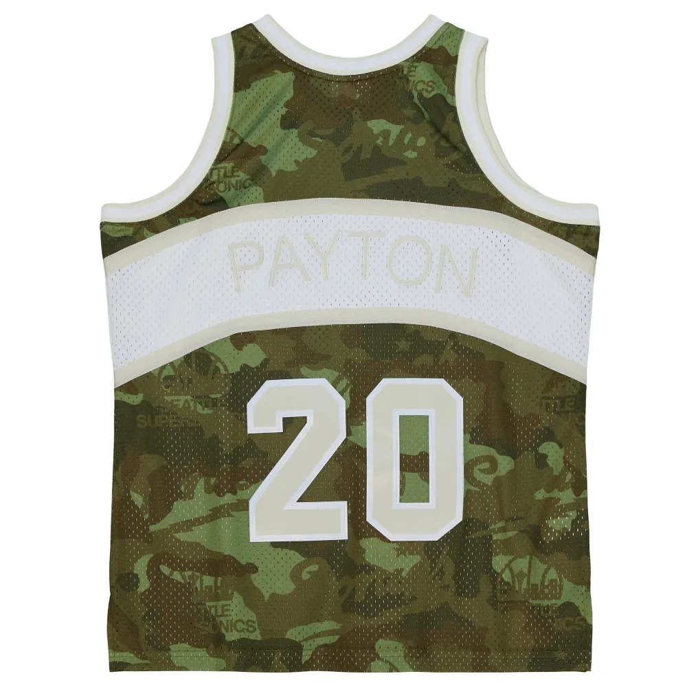 Men's Seattle SuperSonics Gary Payton Camo Hardwood Classics 1984/85 Ghost Green Swingman Jersey