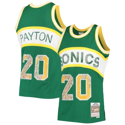 Men's Seattle SuperSonics Gary Payton Green 1994/95 Hardwood Classics NBA 75th Anniversary Diamond Swingman Jersey 01