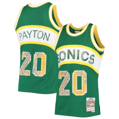 Men's Seattle SuperSonics Gary Payton Green 1994/95 Hardwood Classics NBA 75th Anniversary Diamond Swingman Jersey 01