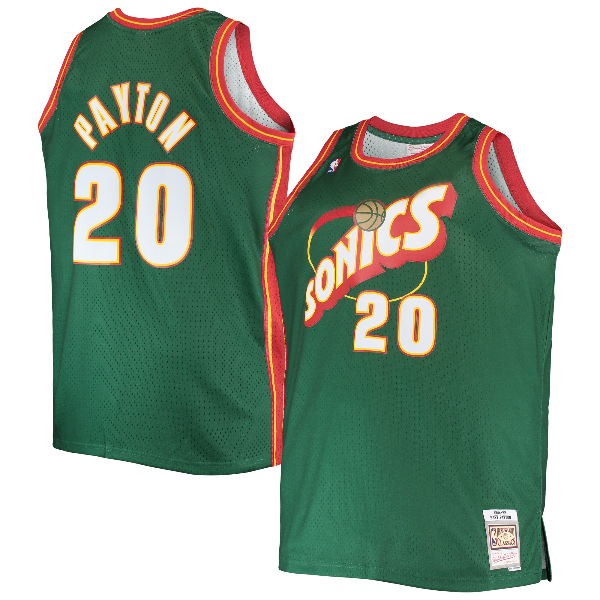 Men's Seattle SuperSonics Gary Payton Green Big & Tall 1995/96 Hardwood Classics Swingman Jersey