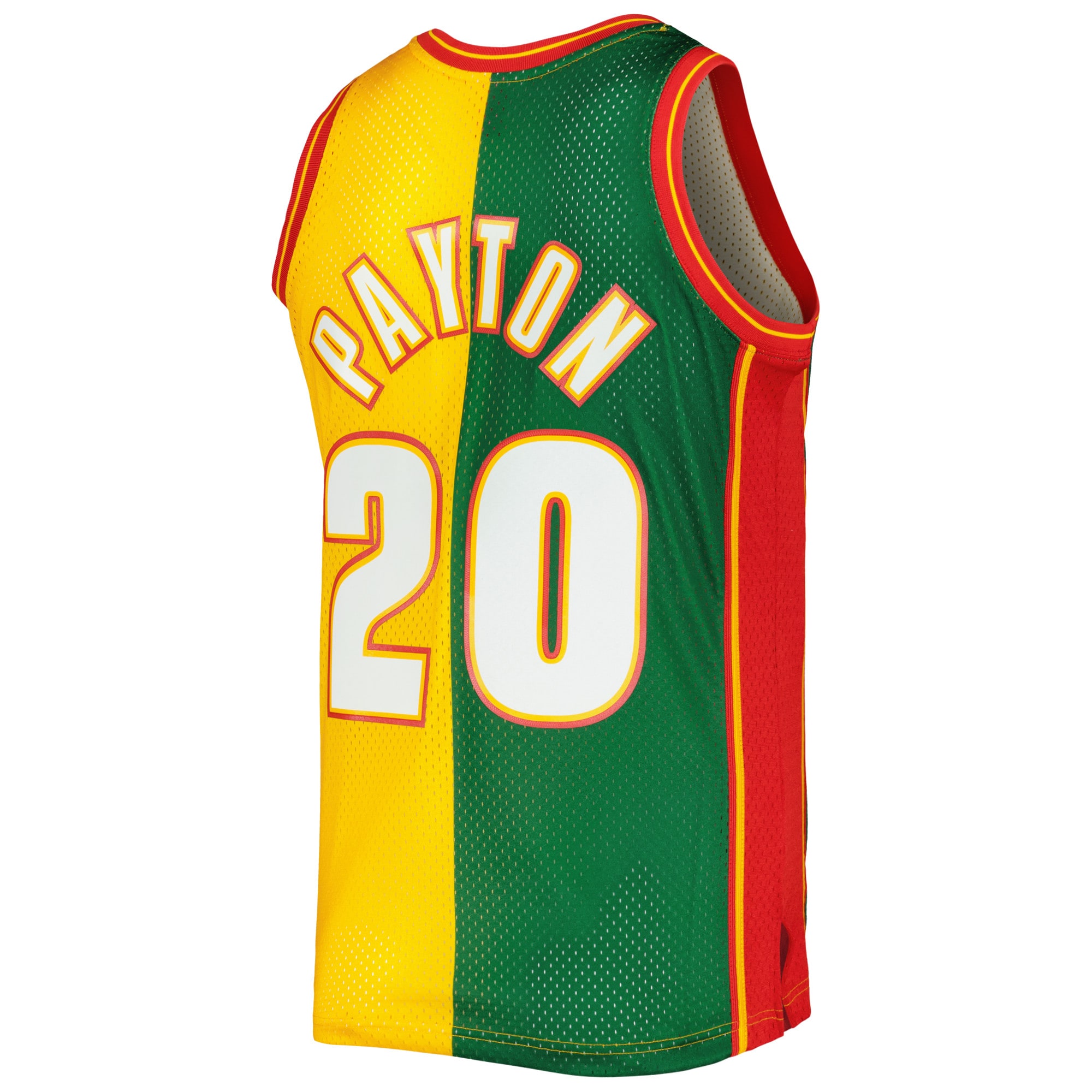 Men's Seattle SuperSonics Gary Payton Green/Gold Hardwood Classics 1995/96 Split Swingman Jersey