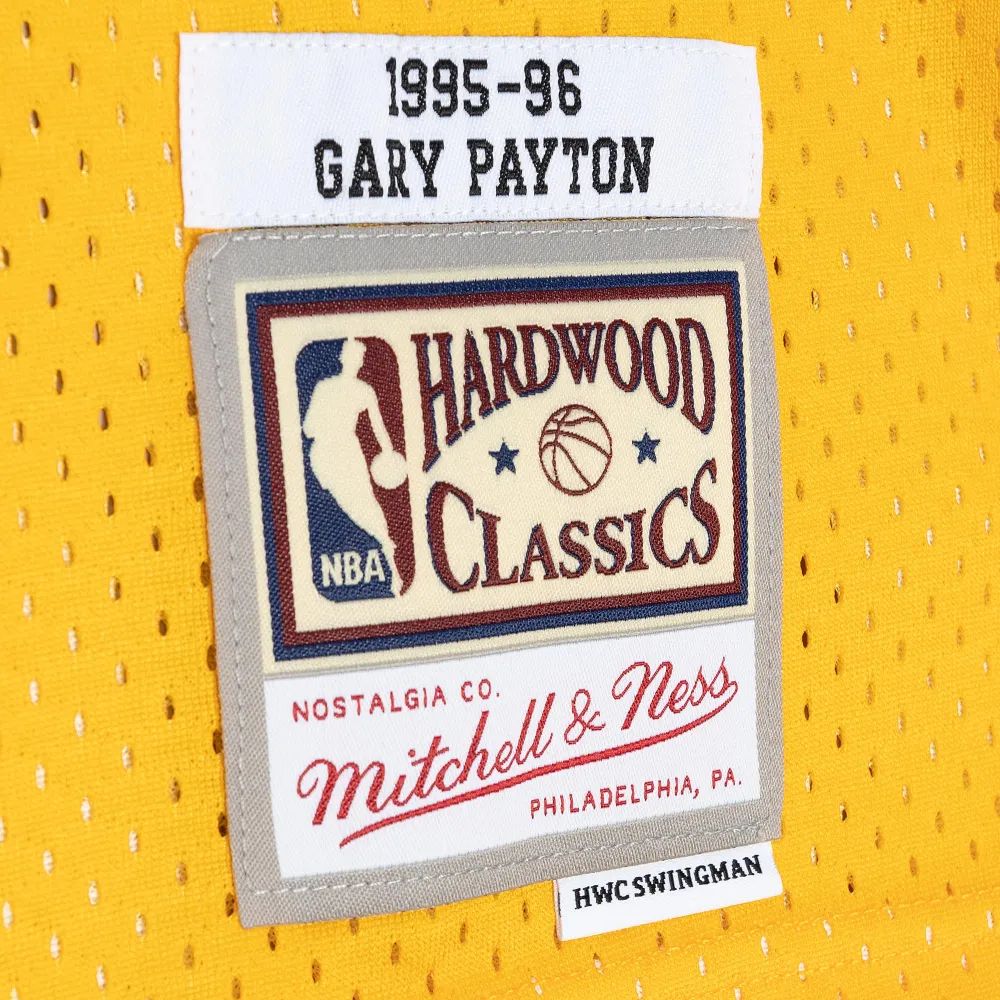 Men's Seattle SuperSonics Gary Payton Green/Gold Hardwood Classics 1995/96 Split Swingman Jersey