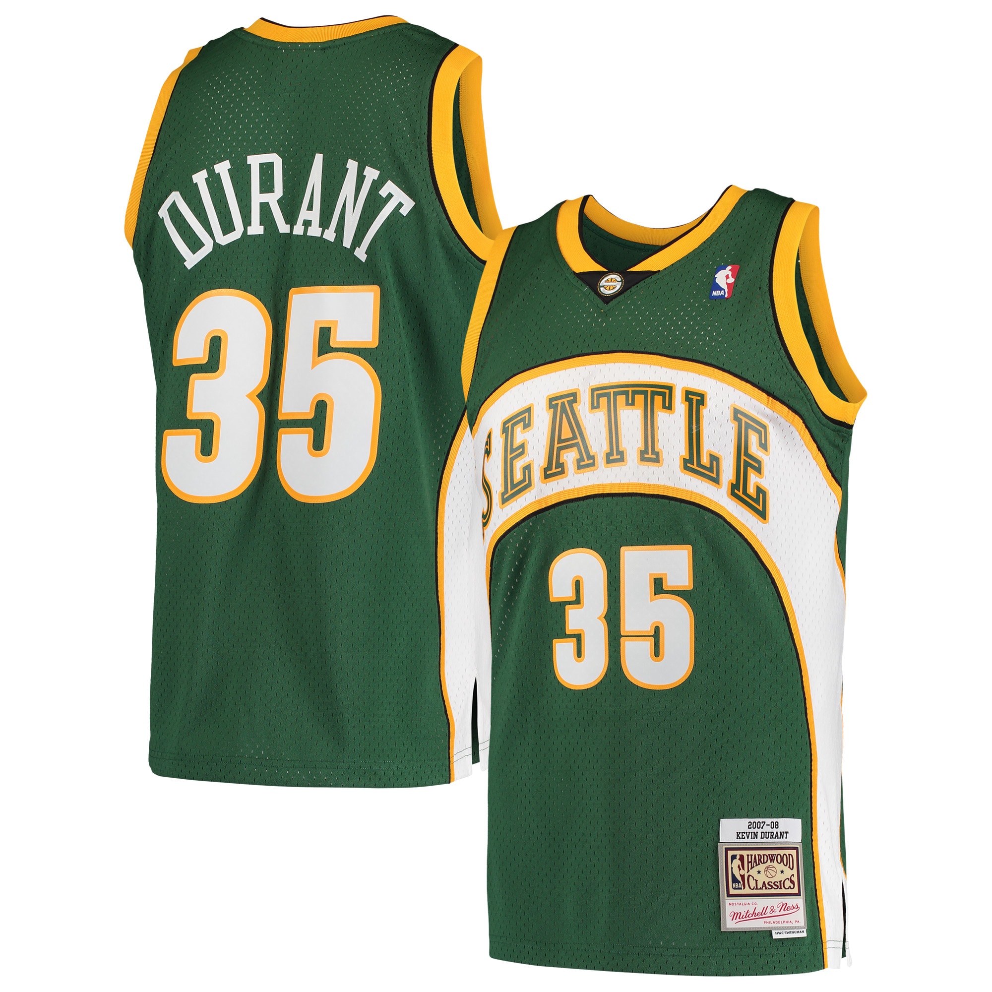 Men's Seattle SuperSonics Kevin Durant Green Hardwood Classics Swingman Jersey