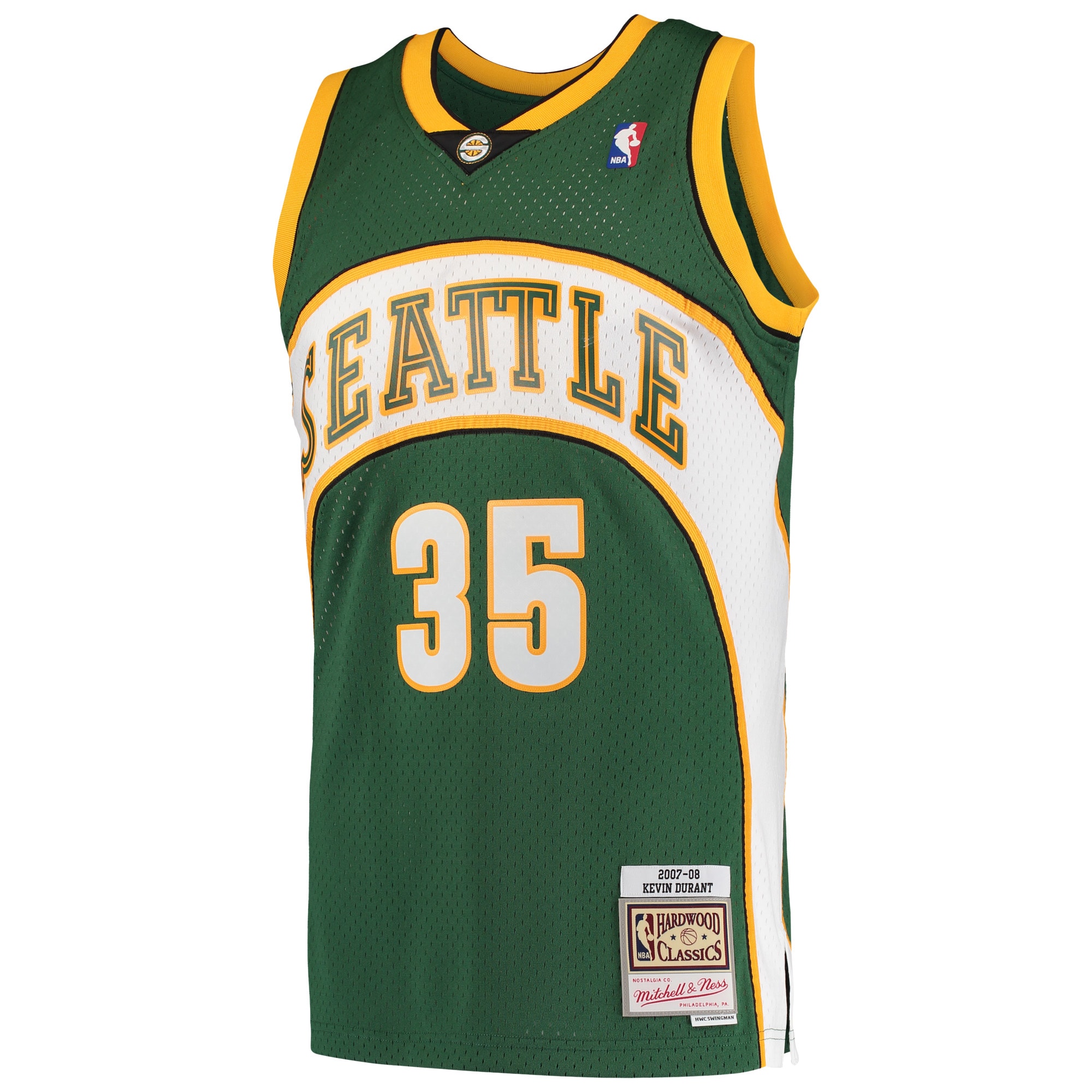 Men's Seattle SuperSonics Kevin Durant Green Hardwood Classics Swingman Jersey
