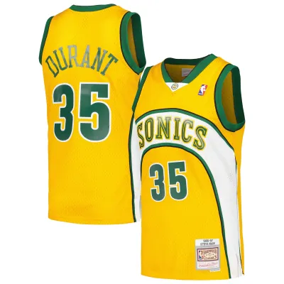 Men's Seattle SuperSonics Kevin Durant Yellow 2007/08 Hardwood Classics Swingman Throwback Jersey 01