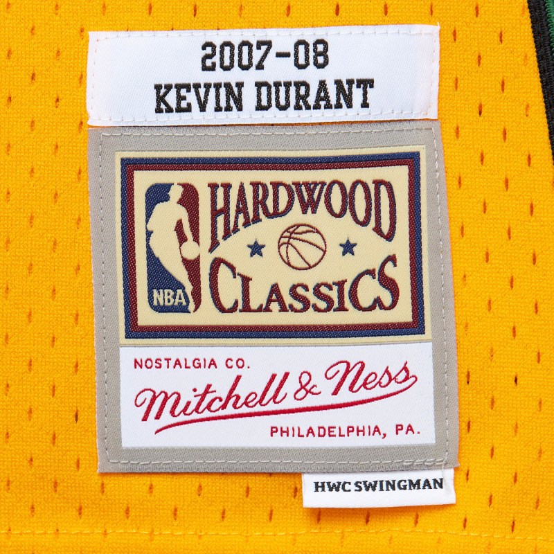 Men's Seattle SuperSonics Kevin Durant Yellow 2007/08 Hardwood Classics Swingman Throwback Jersey