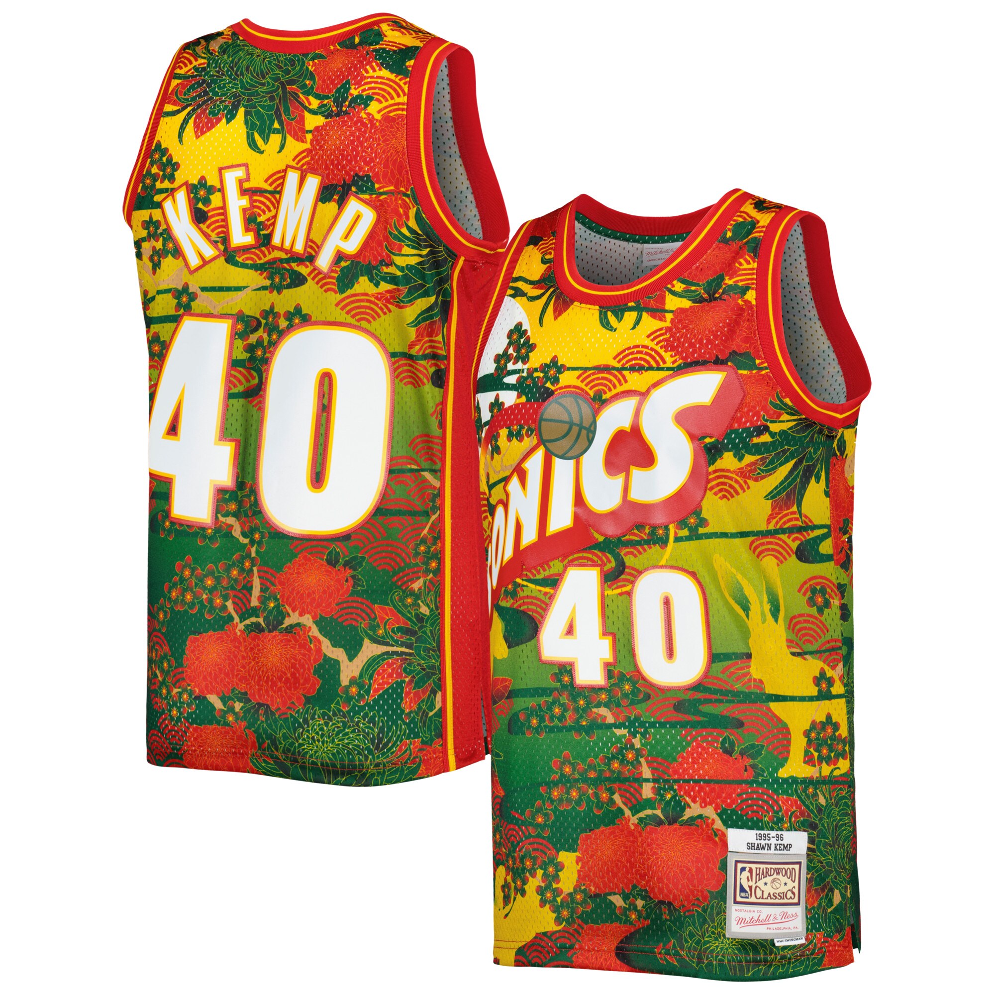 Men's Seattle SuperSonics Shawn Kemp Gold Hardwood Classics Lunar New Year Swingman Jersey