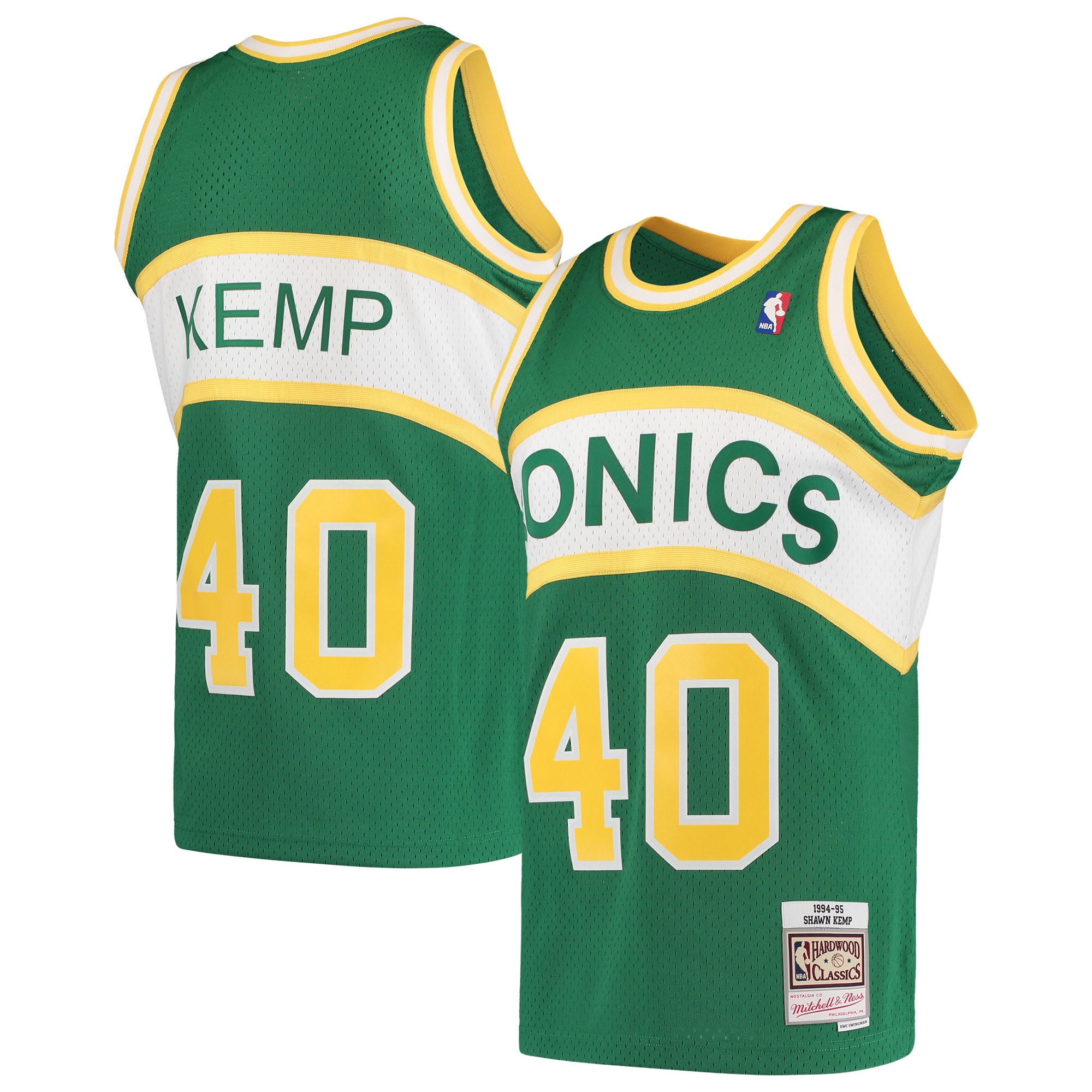 Men's Seattle SuperSonics Shawn Kemp Green 1994/95 Hardwood Classics Swingman Jersey