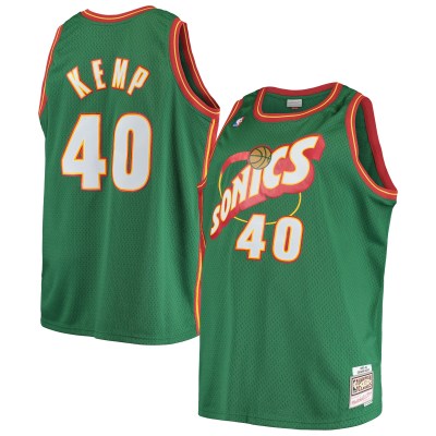 Men's Seattle SuperSonics Shawn Kemp Green 1995/96 Big & Tall Hardwood Classics Swingman Jersey 01