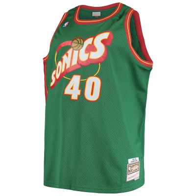 Men's Seattle SuperSonics Shawn Kemp Green 1995/96 Big & Tall Hardwood Classics Swingman Jersey 02