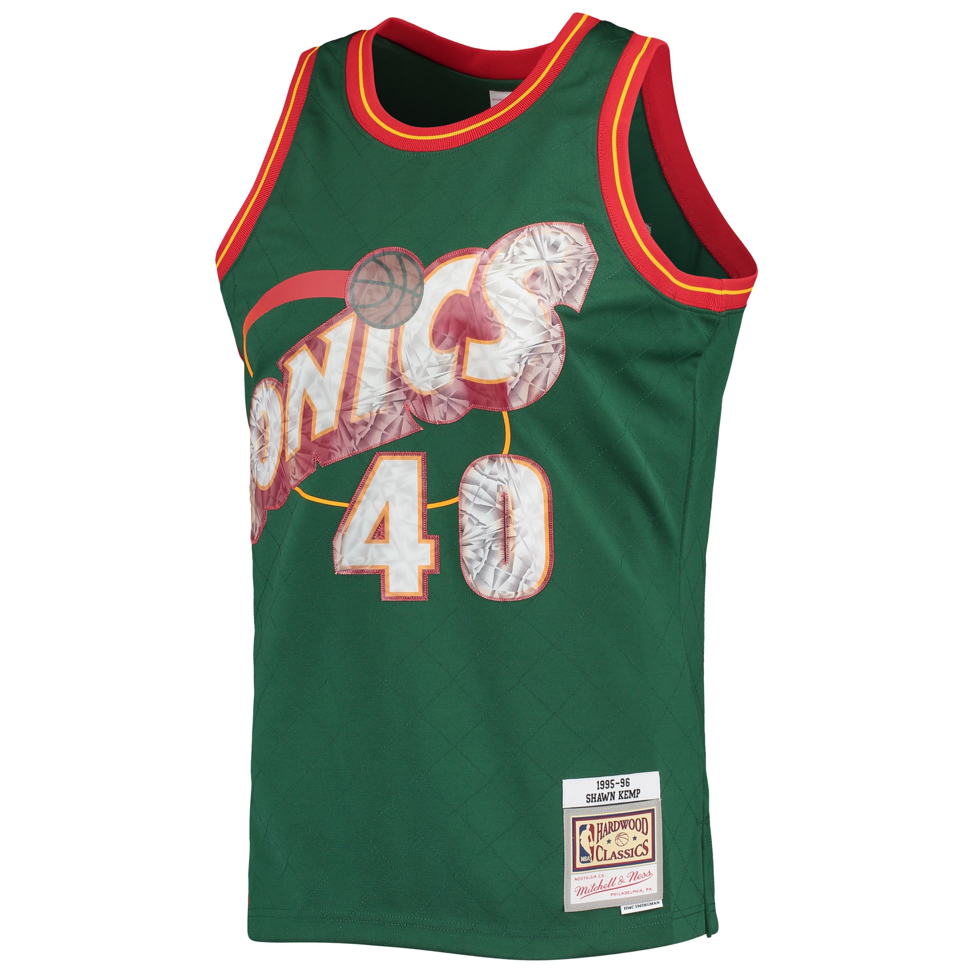 Men's Seattle SuperSonics Shawn Kemp Green 1995/96 Hardwood Classics NBA 75th Anniversary Diamond Swingman Jersey