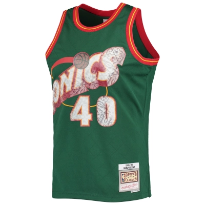 Men's Seattle SuperSonics Shawn Kemp Green 1995/96 Hardwood Classics NBA 75th Anniversary Diamond Swingman Jersey 02